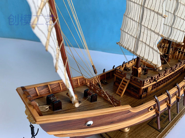 帆船模型 仿真木质郑和号帆船模型成品，中国明代高端全手工船模摆件！这艘“大明