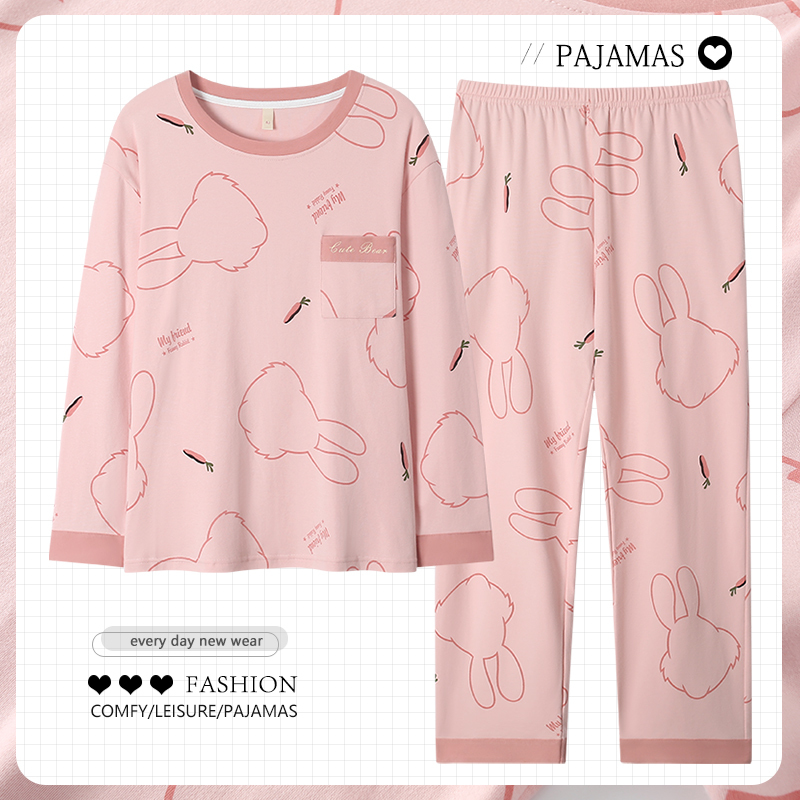 Middle-Aged Mother's Pajamas, Spring and Autumn Style, Pure Cotton, Long-Sleeved Pullover, Thin Style, Elderly Women's All-Cotton Autumn Loungewear