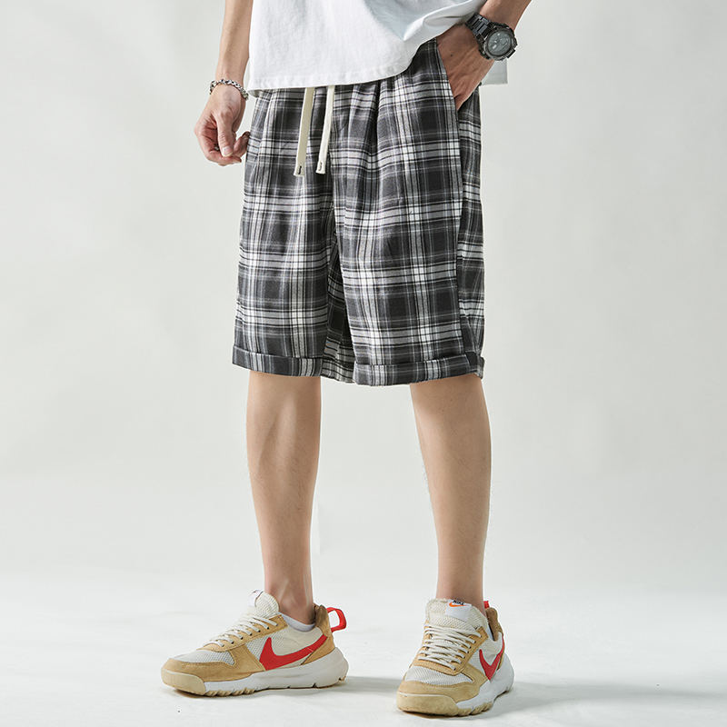 Flammable Youth 2022 Plaid 50% Shorts Men's Summer Youth Students Wear A Loose Beach Pants Trend