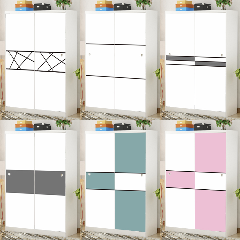 Simple modern bedroom wardrobe sticker whole refurbished self-adhesive color film sticker door sticker door sticker