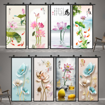 Year after year Horlotus leaf lotus leaf lotus Chinese style living room door sticker whole retouching self-adhesive waterproof glass sticker custom