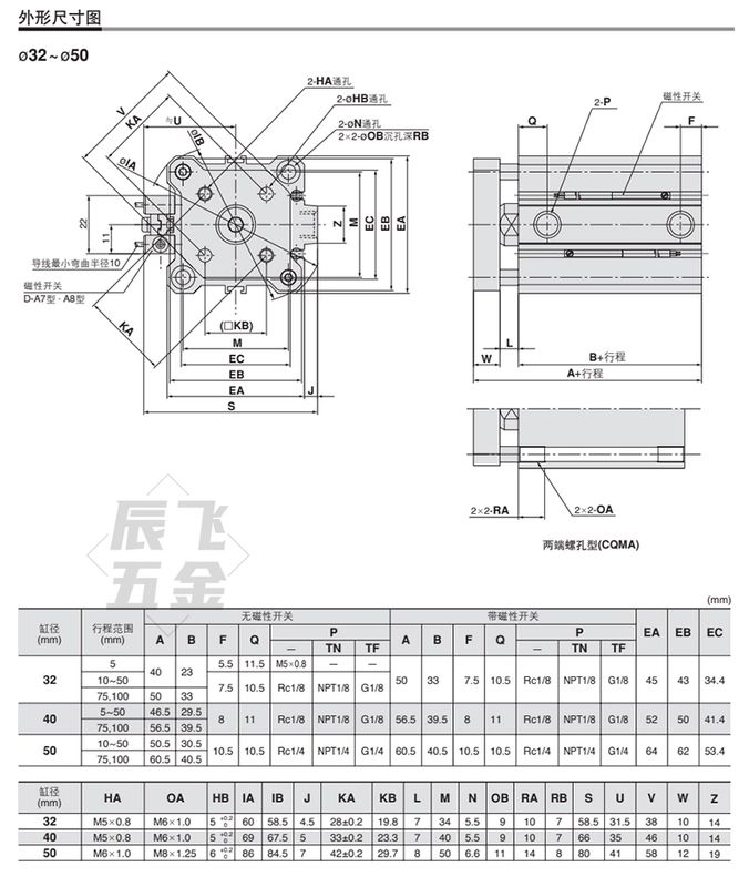 tiêu chuẩn xi lanh khí nén Xi lanh thanh dẫn hướng mỏng ba trục nhỏ CDQMB20/25/32/40/50/63/80-10*15X30S ben khi nen piston khí nén 2 chiều