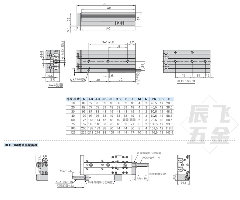 Xi lanh trượt tuyến tính chính xác có ray dẫn hướng HLQ6/8/12/16/20/25-10-20-30-40-50-75AS xi lanh khi nen smc xi lanh khí nén 2 hành trình