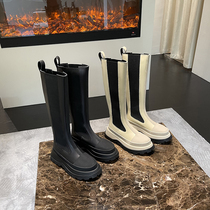 ABaojia Yinglun wind thick bottom heightening rider boots female European and American new winter display slim long boots genuine leather high cylinder boots