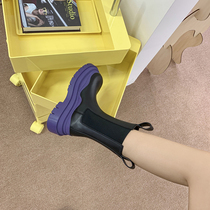 Thick bottom heightening JW BV Chelsea short boots womens autumn winter new round head Martin boot cow leather midbarrel chimney boot