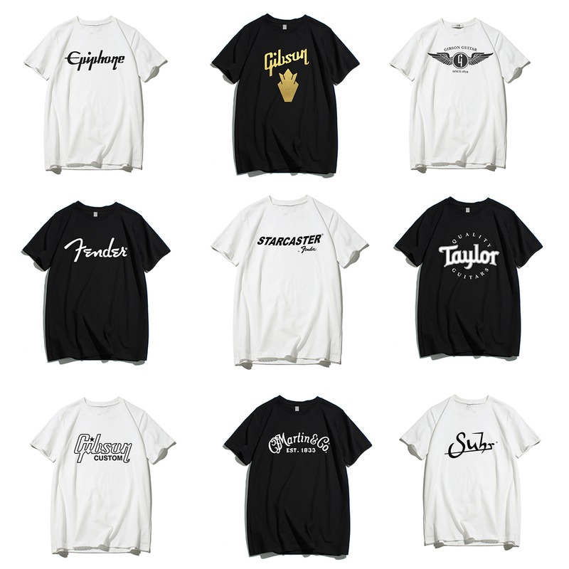 Fender Gibson Martin Taylor High-Quality Pure Cotton T-Shirt Short Sleeves