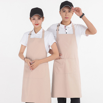 Apron custom printed logo household kitchen cotton waterproof neck work clothes waist waist hot pot shop waiter