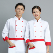 Chef clothes seven-point sleeve chef autumn and winter clothes high-end kitchen work clothes catering chef work clothes long sleeve set thickened