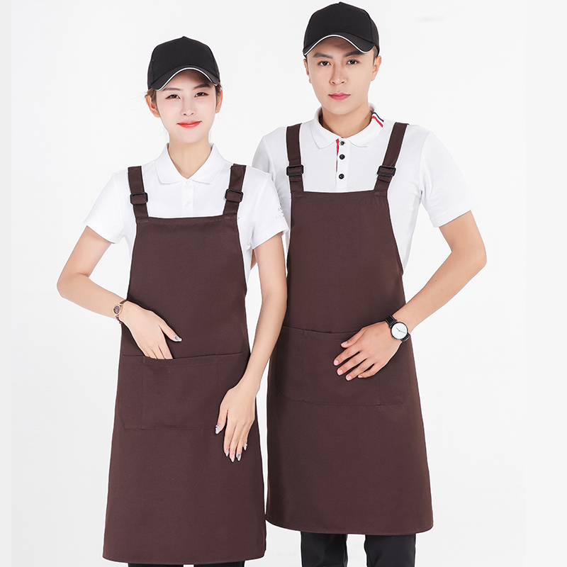 Pure Color Cuddling Bag Adjustable Apron Custom Print Logo Dining Kitchen Working Clothes Snack Milk Tea Barbecue Shop Apron