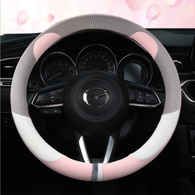 Car plush steering wheel cover female four seasons universal non-slip sweat-absorbing handle cover winter fur Korean cute BMW