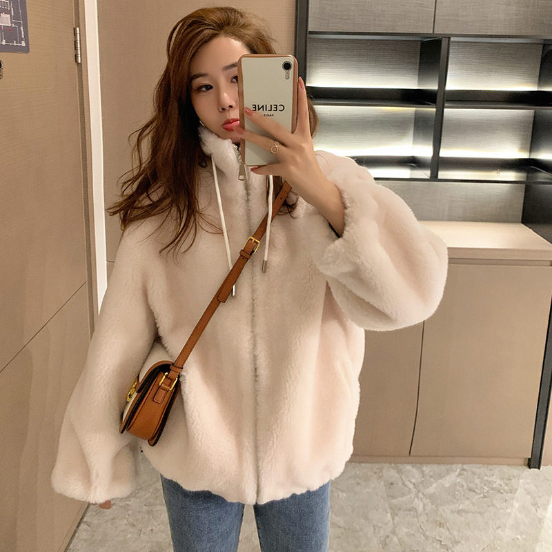Vanya White Lamb Coat Woman Winter New Han Edition Hangli Little Short Clothing and Wear Clothes
