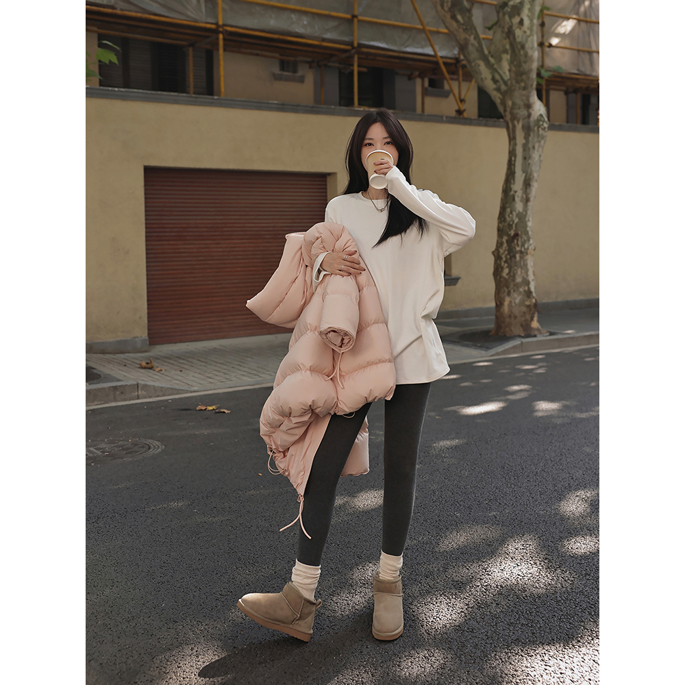 Zhang Bebebell bifacial suede classic 100 lap long sleeve T-shirt woman with a thin round collar pure color slapped bottom blouses-Taobao