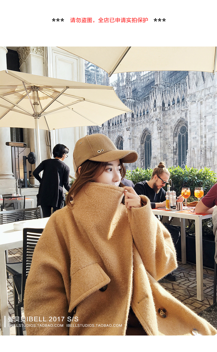 Zhang Beibei ibell mùa thu đông 2018 phiên bản mới của phụ nữ Hàn Quốc về áo khoác len cashmere áo khoác len dài - Áo Hàn Quốc áo khoác dạ kẻ caro dáng ngắn