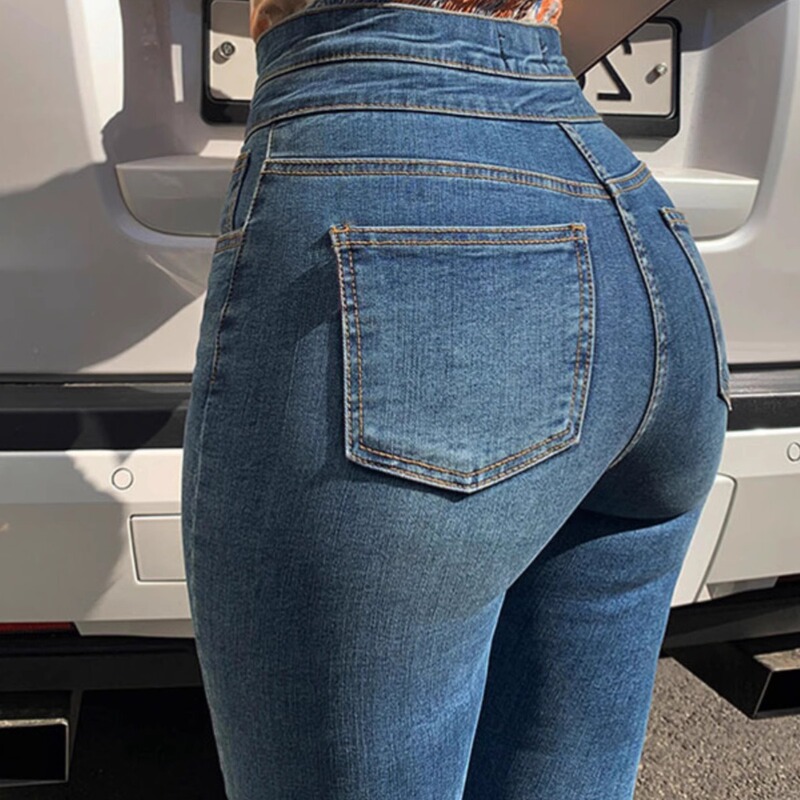 European and American Style Peach Butt Jeans for Women, Autumn 2025 New High-Waisted Stretchy Sexy Tight-Fitting Pencil Pants