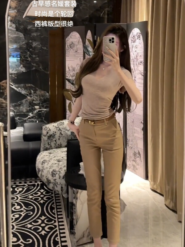 South Korea Dongdaemun 2025 Summer New Slim-Fit Slimming Straight-Leg Versatile Thin Casual Pants for Women