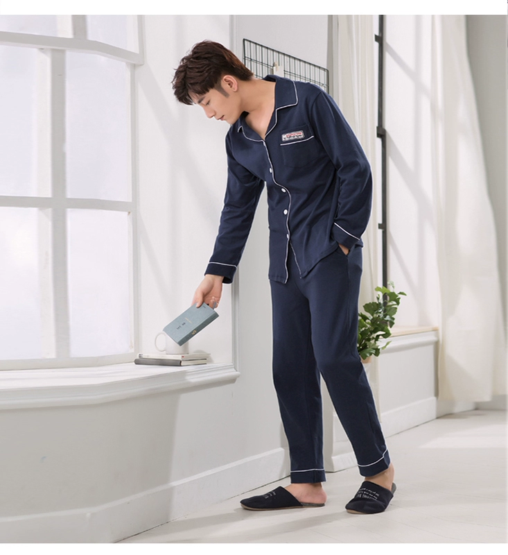 Bộ đồ ngủ nam cotton dài tay mùa thu đông