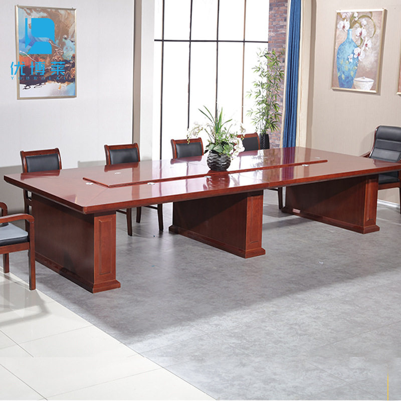 Factory Direct conference table conference table table red walnut wood skin staff desk long table meeting table and chair combination