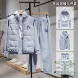 Демисезонный утепленный спортивный костюм, пуховик, удерживающая тепло толстовка, комплект, 2020, 3 предмета