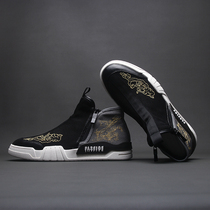 Summer new mens shoes Chinese style breathable high-top sneakers all-match mens net red embroidery national tide increased casual shoes