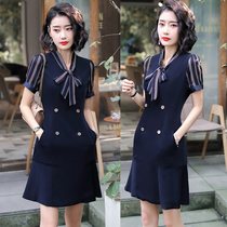 Ruffled dress beautician overalls women Summer new jewelry store uniforms small dress OL temperament