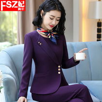 Hotel overalls female autumn and winter stewardess uniform front desk attendant fashion suit professional suit beautician tooling