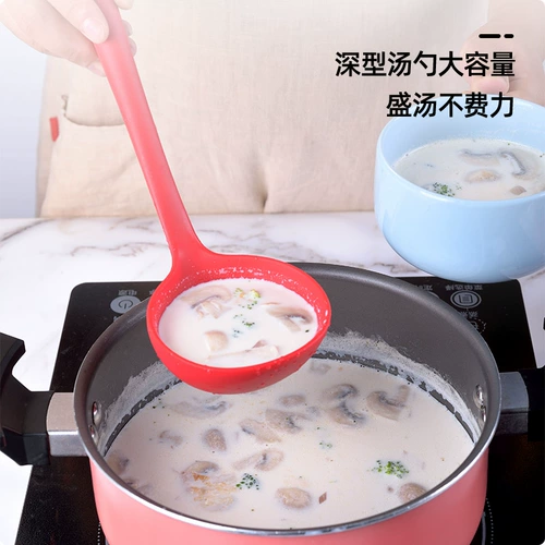 Папа Силиконовая ложка Spoon Food -Адрейг с длинной домохозяйкой большой суп -ложки, устойчивая к высокой температуре, каша, ложка, ложка ложки, неживая ложка специальная ложка, специальная ложка