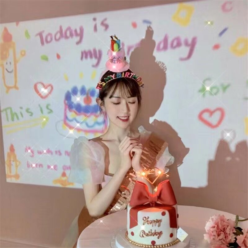 Mini Birthday Happy Projector Projection LightParty layout background props decorating girl gift taking photo atmosphere
