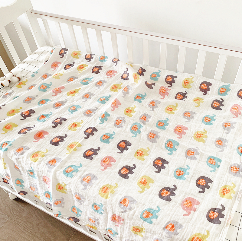 Thin / Color Image / Double Layer Pure Cotton Cloth Towelmuslin baby Gauze Bandage summer Thin Cuddle quilt primary baby package Envelop summer Small quilt Blanket