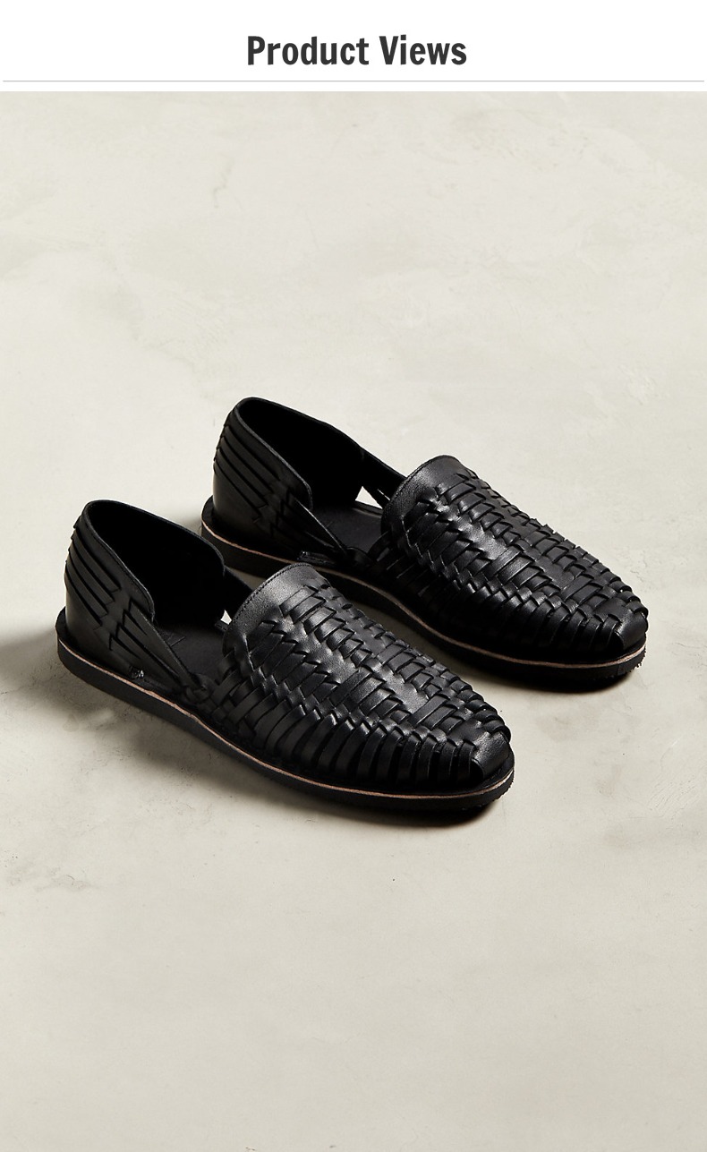 Urban Outfitters mùa hè dệt da đế ngoài cao su đế ngoài Hua Lahe 2019 mới - Sandal giày chạy bộ