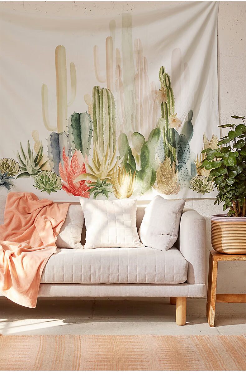Urban Outfitters Mỹ treo thẻ triều in xương rồng sa mạc phong cảnh thảm tường ngôi nhà mới - Tapestry thảm hoa treo tường