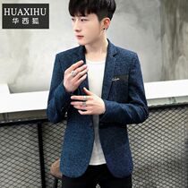 Casual suit mens fashion handsome mens small suit Youth night Korean version slim printing student single west jacket