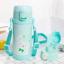 2019 New Childrens thermos cup with straw water cup dual-use anti-drop kindergarten kettle cute cartoon baby girl