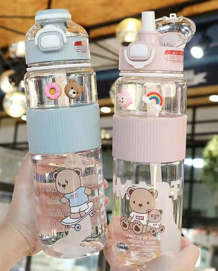 Small Qing new men and women Straw Water Cups Students with Handcups Outdoor Children sports cups Fashion portable plastic cups-Taobao