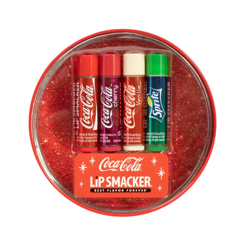 Lipsmacker m & m Son dưỡng môi dành cho trẻ em đồng thương hiệu Coca-Cola Crayola 4 hộp quà dễ thương - Son môi