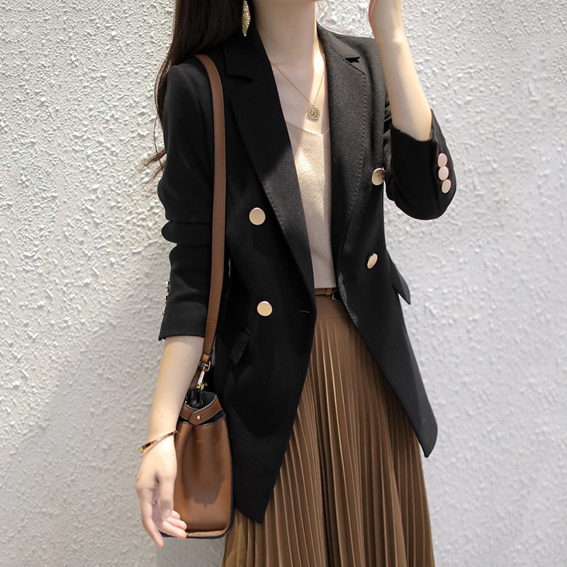 Wool West Suit Jacket Woman Mid 2022 Spring new Inn Wind Temperament 100 Hitch Black Small Suit