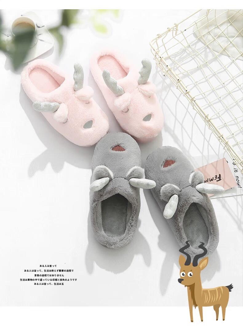 Dép cotton nữ mùa đông 2018 mới trong nhà dép dễ thương trong nhà hộ gia đình chống trượt dày đáy phim hoạt hình tháng ấm giày dép ở nhà