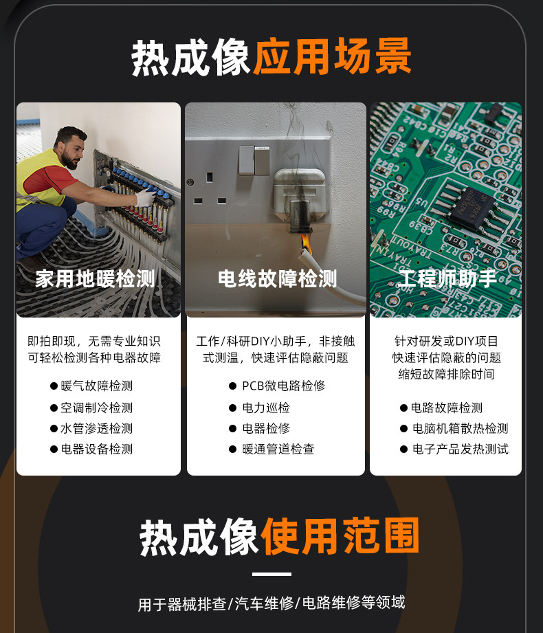 Тепловизор 泰瑞手机高清红外成像热成像仪 维修地暖电路测温仪 热感成像夜视