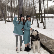 Sweater women super fire cec long sleeve loose Korean version of bf lazy wind 2021 New ins Tide plus velvet coat women Spring