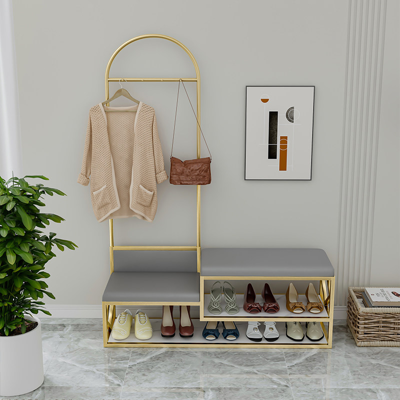 Nordic light and luxurious shoe-changing stool hanging clothes hat rack integrated household doorway creative cabinet entrance door can sit in the shoe store