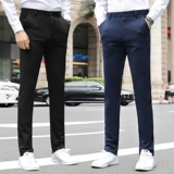 Зимние эластичные штаны, черные флисовые повседневные брюки, свободный прямой крой