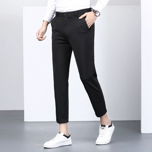 Летние шелковые тонкие приталенные эластичные черные штаны