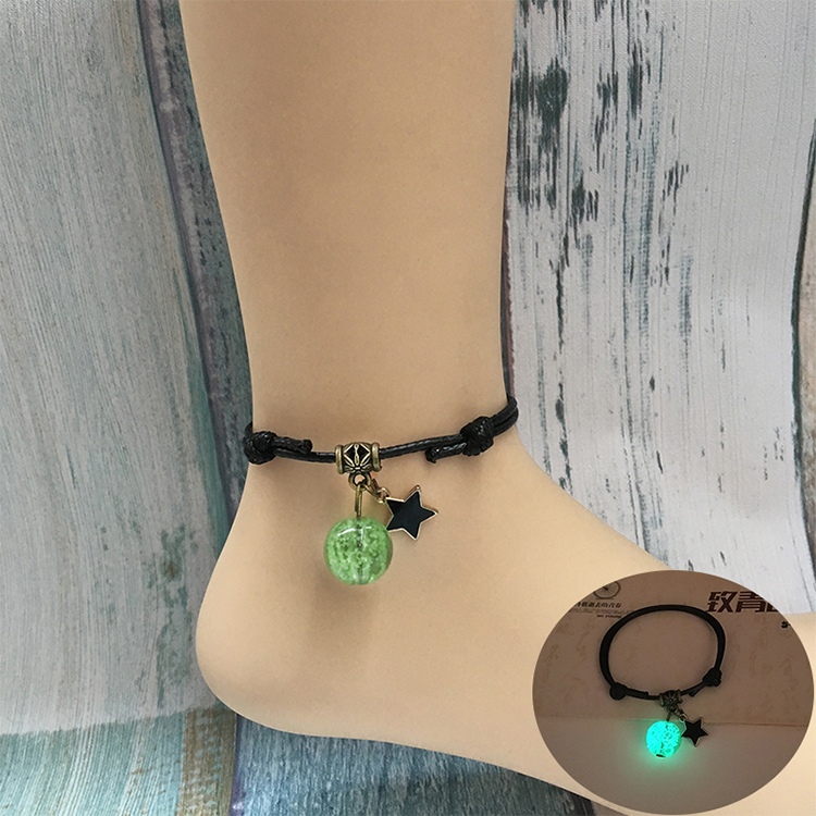 Đơn giản bầu trời đầy sao ánh sáng hạt thủy tinh vòng chân đỏ rực dây Sen nữ sinh viên cặp vợ chồng quà tặng phiên bản Hàn Quốc của thủy triều - Vòng chân lắc chân vàng