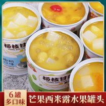Yogurt Ximi dew Yangzhi Manna canned fruit Whole box yellow peach assorted coconut fruit fresh mixed 6 canned snacks
