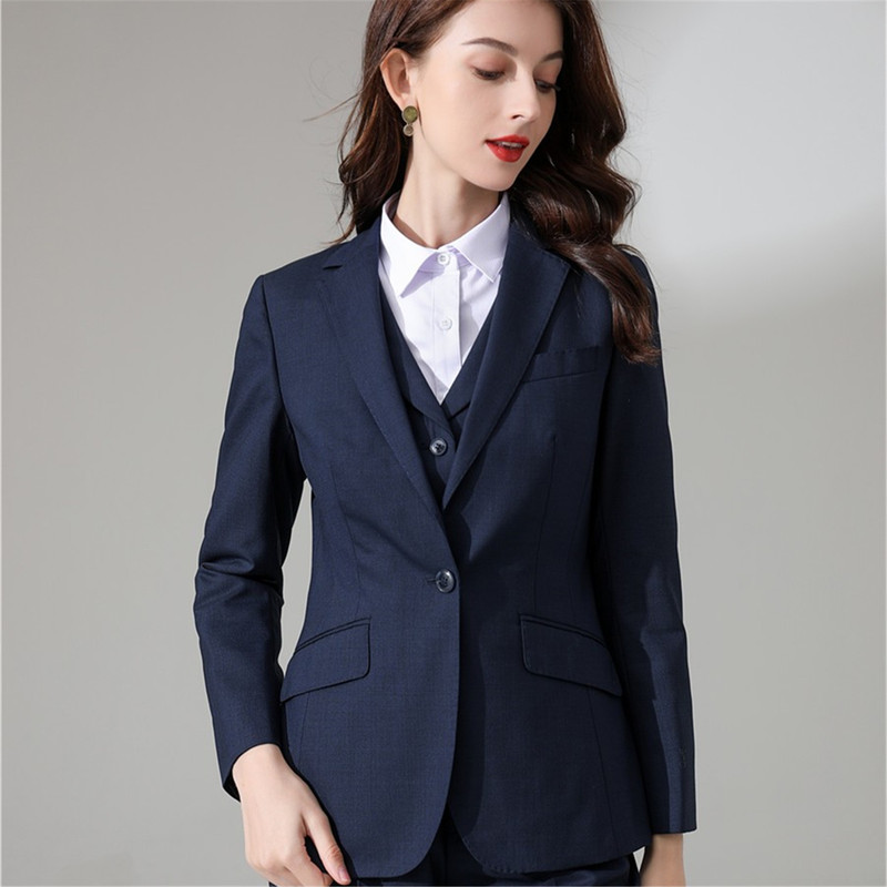 New Model of China Everbright Bank Navy Blue Suit for Women, Work Uniform, Everbright Workwear Suit, Trousers, Shirt, Professional Attire