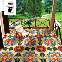 Hand-painted vintage flower tiles antique tile floor tiles Nordic style living room dining room balcony kitchen bathroom 300