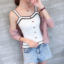 Camisole womens summer wild sexy sleeveless slim-fit knitted mschf suspenders wear trendy Hong Kong-style tops