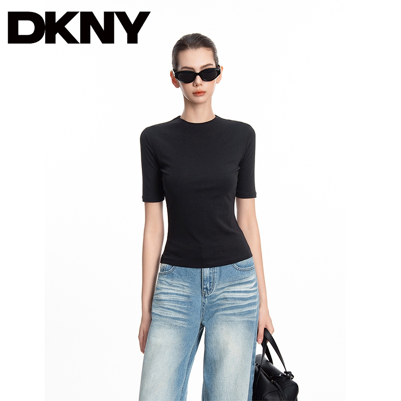 Dkny American-Style Short-Sleeve T-Shirt for Women, Summer New Slim-Fit Mid-Sleeve Versatile Top Dkny American-Style Short-Sleeve T-Shirt for Women, Summer New Slim-Fit Mid-Sleeve Versatile Top