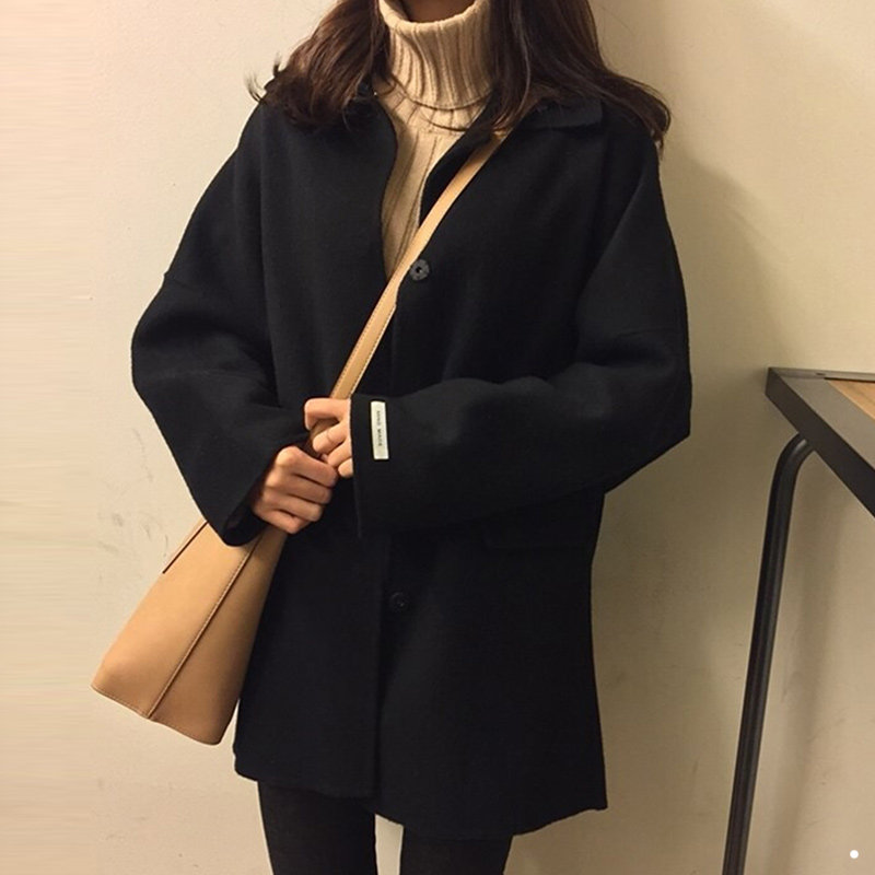 Winter woolen coat women's autumn and winter woolen coat mid-length small 150cm winter short 155 all-match