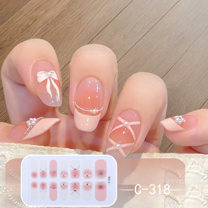 5D Stereo No-Bake Gel Soft Film Nail Stickers Full-Cover Nail Art Stickers Accessories for Women Self-Adhesive Nail Polish Film Decals Patches