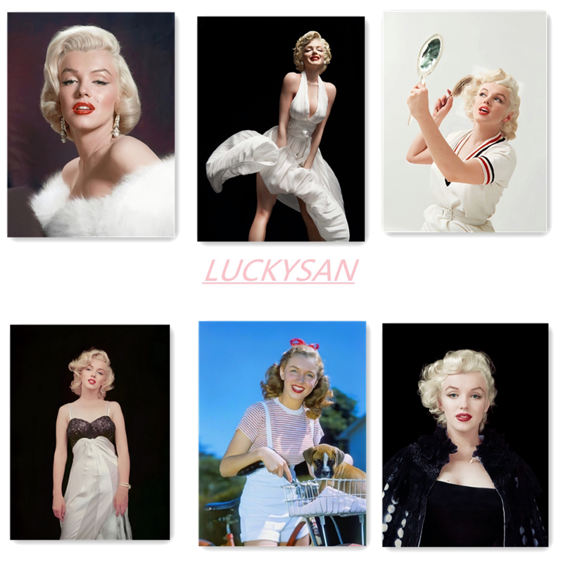 Marilyn Monroe Poster Merchandise for Bedroom, Ktv, Bar, Restaurant, Escape Room Wall Stickers, Vintage Decorative Painting, Waterproof and Customizable
